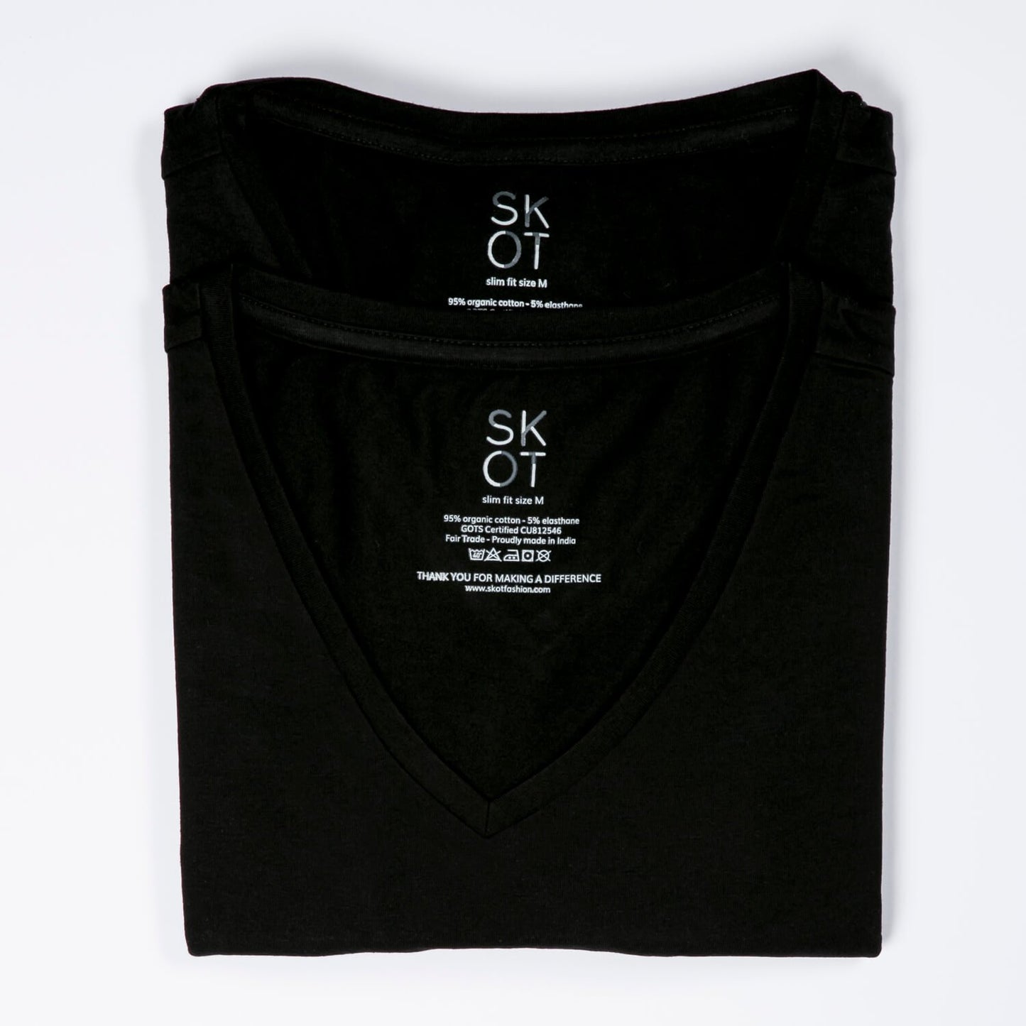 T-shirt - Normale V-hals 2-pack - Zwart
