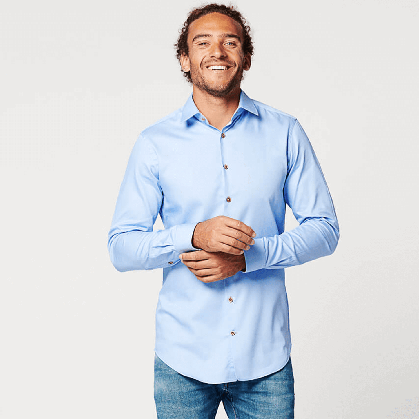 Overhemd - Slim Fit - Circular Blue Contrast - (Laatste voorraad)