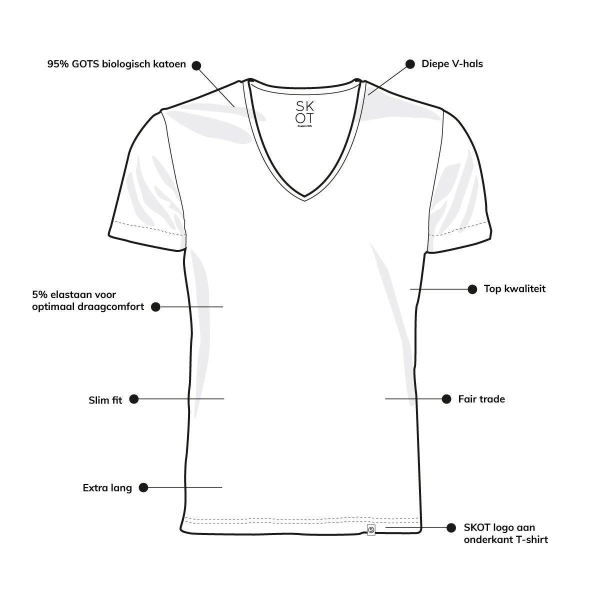 T-shirt - Diepe V-hals 2-pack - Wit